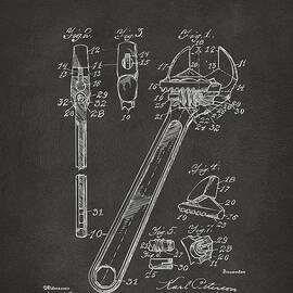 1915 Wrench Patent Artwork - Gray by Nikki Marie Smith