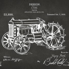 1919 Henry Ford Tractor Patent Gray by Nikki Marie Smith