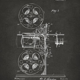 1920 Motion Picture Machine Patent Gray by Nikki Marie Smith