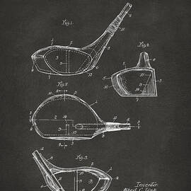 1926 Golf Club Patent Artwork - Gray by Nikki Marie Smith