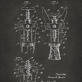 1928 Cork Extractor Patent Artwork - Gray by Nikki Marie Smith
