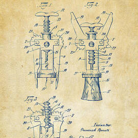 1928 Cork Extractor Patent Artwork - Vintage by Nikki Marie Smith