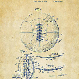 1928 Soccer Ball Lacing Patent Artwork - Vintage by Nikki Marie Smith