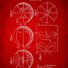 1929 Basketball Patent Artwork - Red by Nikki Marie Smith