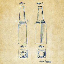 1934 Beer Bottle Patent Artwork - Vintage by Nikki Marie Smith
