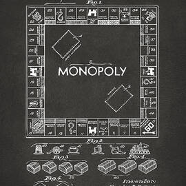 1935 Monopoly Game Board Patent Artwork - Gray by Nikki Marie Smith