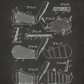 1936 Golf Club Patent Artwork - Gray by Nikki Marie Smith