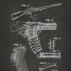 1937 Police Remington Model 8 Magazine Patent Artwork - Gray by Nikki Marie Smith