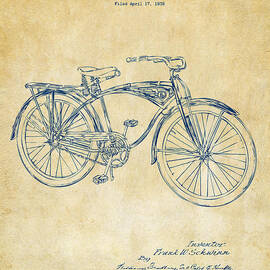 1939 Schwinn Bicycle Patent Artwork Vintage by Nikki Marie Smith