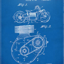 1941 Indian Motorcycle Patent Artwork - Blueprint by Nikki Marie Smith