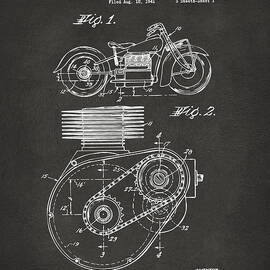 1941 Indian Motorcycle Patent Artwork - Gray by Nikki Marie Smith