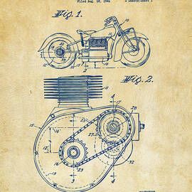 1941 Indian Motorcycle Patent Artwork - Vintage by Nikki Marie Smith