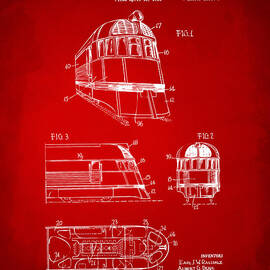 1941 Zephyr Train Patent Red by Nikki Marie Smith