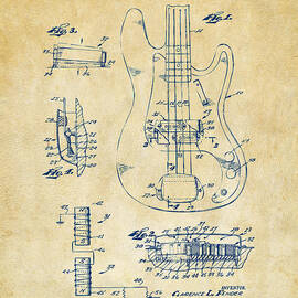 1961 Fender Guitar Patent Artwork - Vintage by Nikki Marie Smith