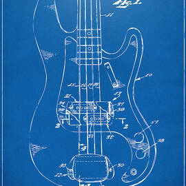 1961 Fender Guitar Patent Minimal - Blueprint by Nikki Marie Smith