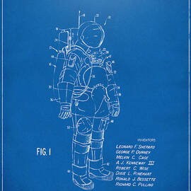 1973 Space Suit Patent Inventors Artwork - Blueprint by Nikki Marie Smith