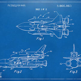 1975 Space Shuttle Patent - Blueprint by Nikki Marie Smith