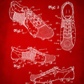 1980 Soccer Shoes Patent Artwork - Red by Nikki Marie Smith