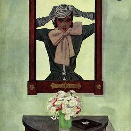 A Vintage Vogue Magazine Cover Of A Woman by Pierre Mourgue