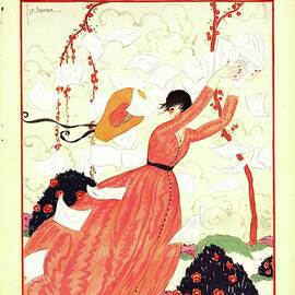 A Vintage Vogue Magazine Cover Of A Woman by Georges Lepape