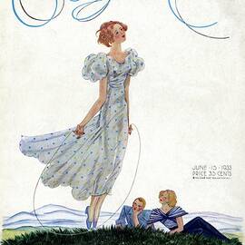 A Vintage Vogue Magazine Cover Of A Woman by Georges Lepape