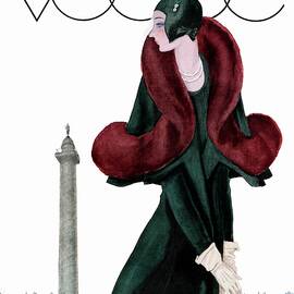 A Vintage Vogue Magazine Cover Of A Woman by Georges Lepape