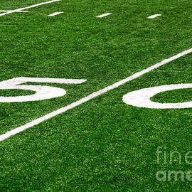 50 Yard Line on Football Field by Paul Velgos