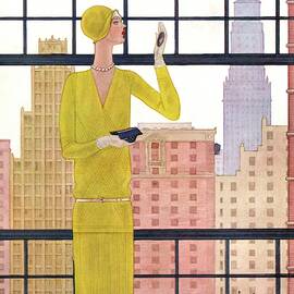 A Vintage Vogue Magazine Cover Of A Woman by Georges Lepape