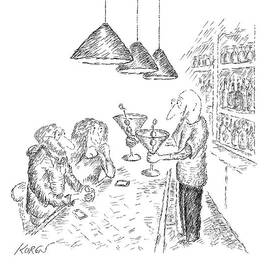 A Bartender Serves Two Martinis by Edward Koren