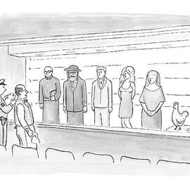 A Bartender Stands In Front Of A Police Lineup by Paul Noth