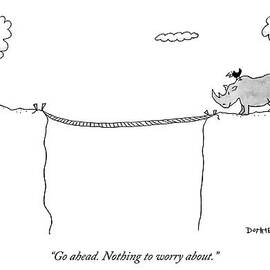 A Bird Sits Atop A Rhinoceros's Head by Liza Donnelly