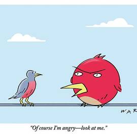 A Bird Sits On A Wire With An Angry Bird. Digibuy by Kim Warp