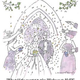 A Bride And Groom Are Seen Talking As People by Michael Crawford