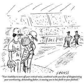 A Catcher Speaks To A Baseball Player by David Sipress