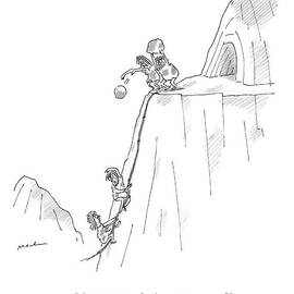 A Caveman And Woman Climb Up A Cliff by Michael Maslin