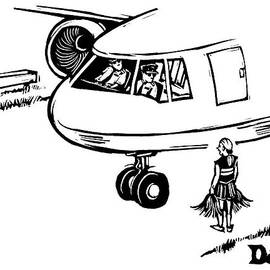 A Cheerleader Standing On The Tarmac Addresses by Drew Dernavich