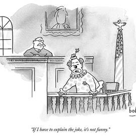 A Clown Sits In A Witness Box In A Court by Bob Eckstein