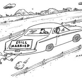 A Couple Driving A Car With A Still Married Sign by Michael Maslin