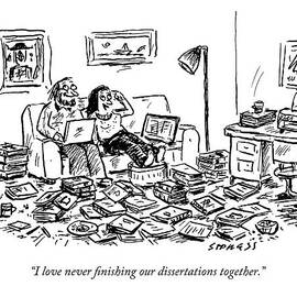 A Couple On A Couch Surrounded By Books by David Sipress