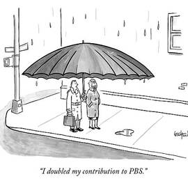 A Couple Under A Gigantic Umbrella On A City by Robert Leighton