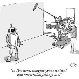 A Director With Film Crew Directs A Robot by Farley Katz