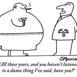 A Doctor Addresses A Fat Man Who Is Smoking by Charles Barsotti