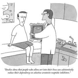 A Doctor Hands A Patient A Framed Painting by Peter C. Vey