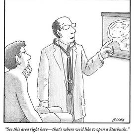 A Doctor Is Pointing At A Brain Scan. The Patient by Harry Bliss