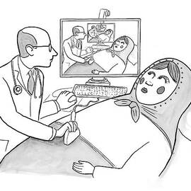 A Doctor Is Seen Giving An Sonogram To A Russian by Paul Noth