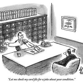 A Doctor Reaches For A Card File While Talking by Frank Cotham