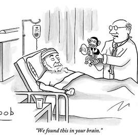 A Doctor Shows A Tambourine Monkey Toy by Bob Eckstein