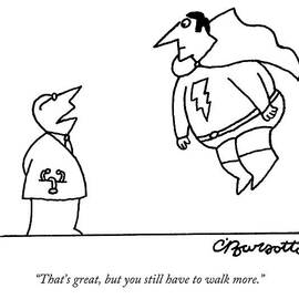 A Doctor Speaks To A Superhero With A Lightning by Charles Barsotti