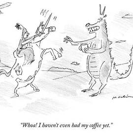 A Dragon Holds Cup Of Coffee And Speaks by Michael Maslin