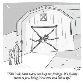 A Farmer Shows His Son A Barn That Is Locked by Farley Katz